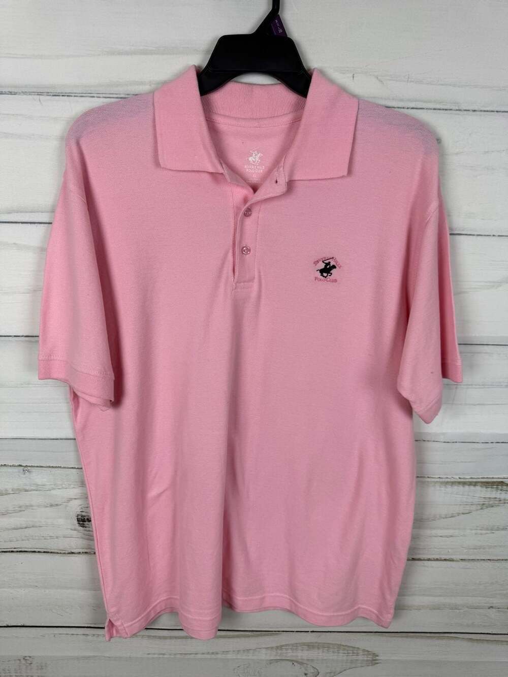 Beverly Hills Polo Club Pink Short Sleeve Pique Polo Shirt Men's Size XL A10